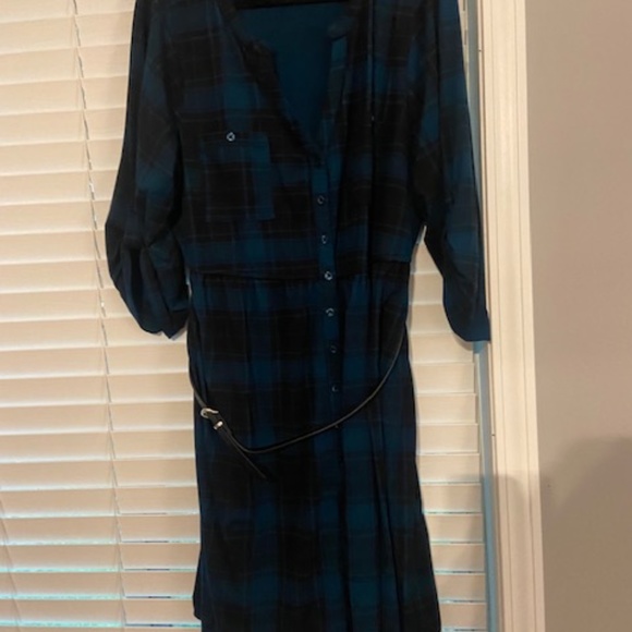 TORRID - Blue Plaid Belted Dress - Picture 3 of 3